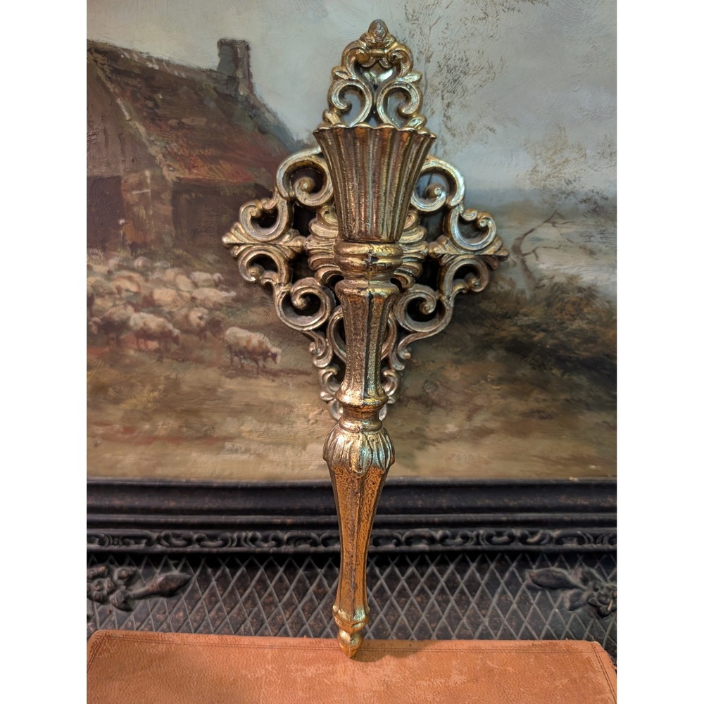 Vintage Ornate Gold Metal Wall Sconce Rococo Baroque 11x6